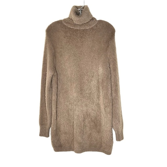 ZARA Fuzzy Tan Turtleneck Sweater Tunic Dress Top Women's Size M - Picture 13 of 16